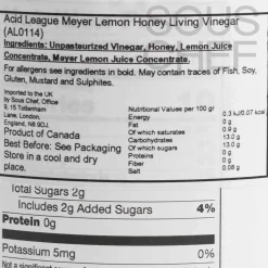 Acid League Meyer Lemon Honey Living Vinegar, 375ml Sale