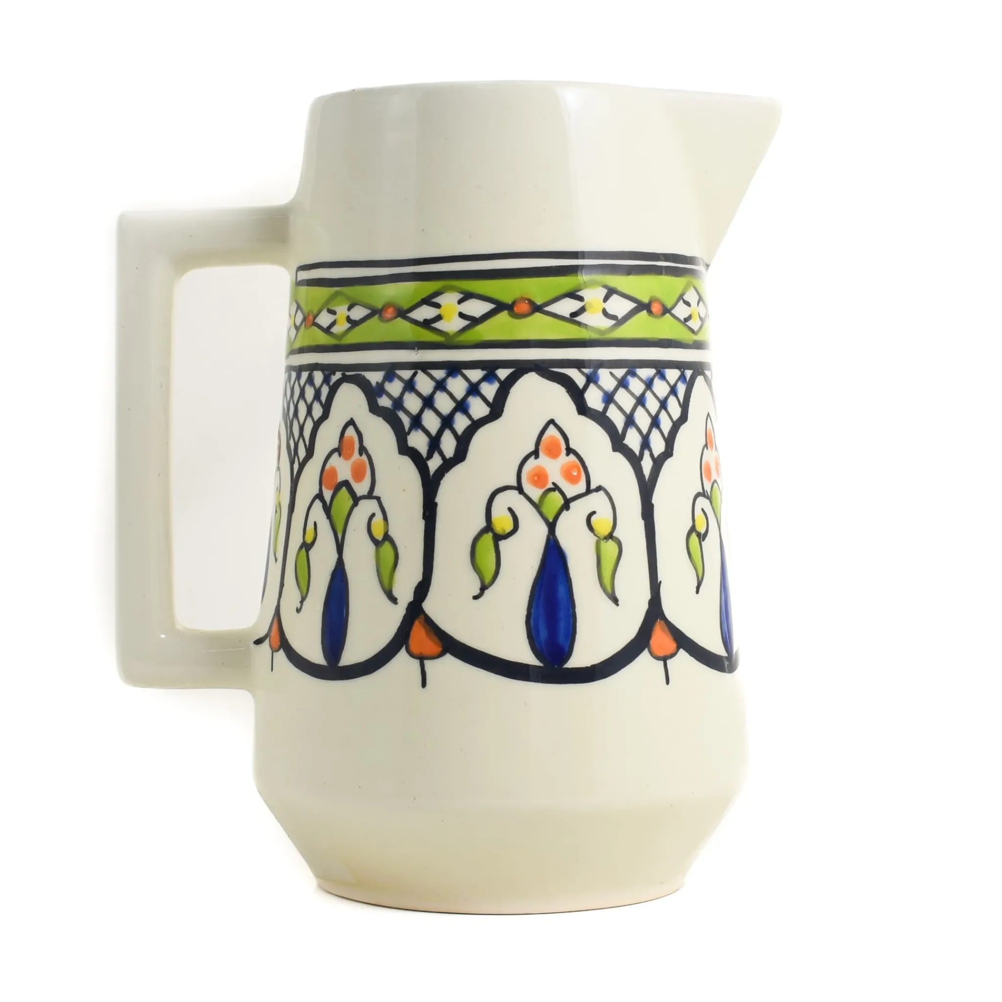 Tunisian Ceramics Azraq Patterned Jug, 18cm