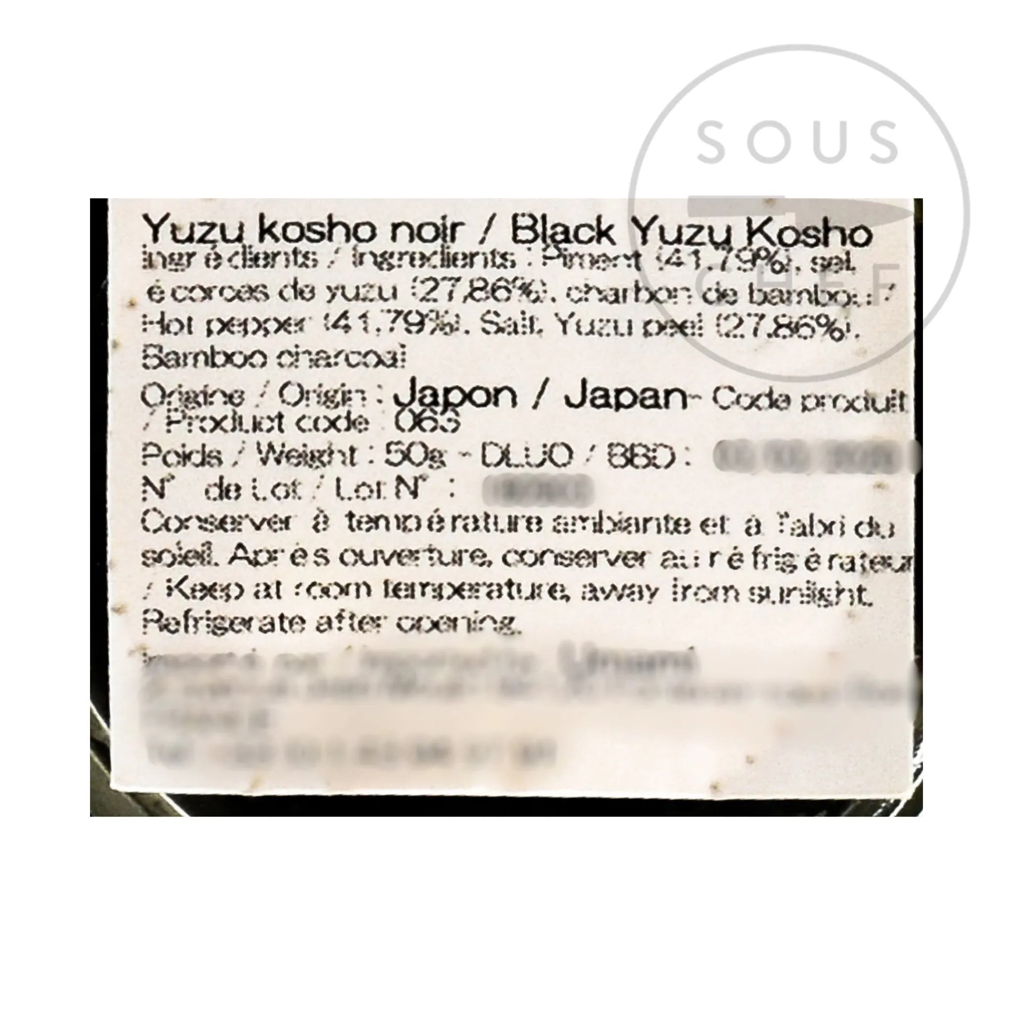 Kabosu Honke Black Yuzu Kosho, 50g Hot
