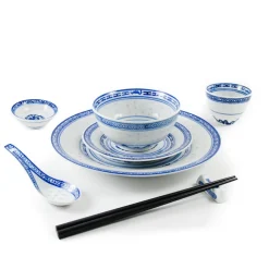 Chinese Tableware Blue Rice Pattern Sauce Dish, 7 cm