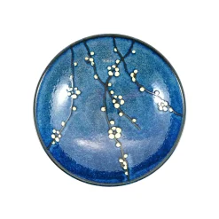 Kiji Stoneware & Ceramics Blue Sakura Shallow Bowl, 24.5cm