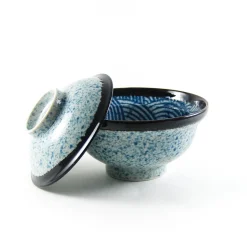 Kiji Stoneware & Ceramics Blue Wave Covered Bowl, 15.7cm Clearance