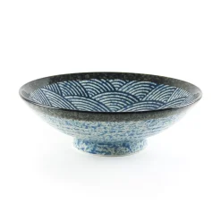 Kiji Stoneware & Ceramics Blue Wave Large Shallow Bowl, 24.3cm Clearance