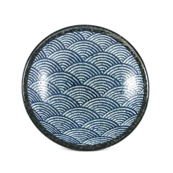 Kiji Stoneware & Ceramics Blue Wave Large Shallow Bowl, 24.3cm Clearance