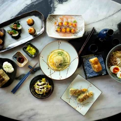 Kiji Stoneware & Ceramics Blue Wave Medium Square Plate, 17.5cm Clearance