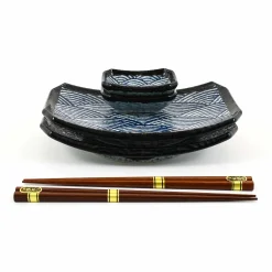 Kiji Stoneware & Ceramics Blue Wave Sushi Serving Set Discount