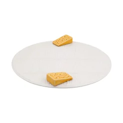 Bordallo Pinheiro White Cheese Tray with Yellow Cheese Outlet