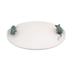 Bordallo Pinheiro White Earthenware Cheese Tray with Mouse Sale