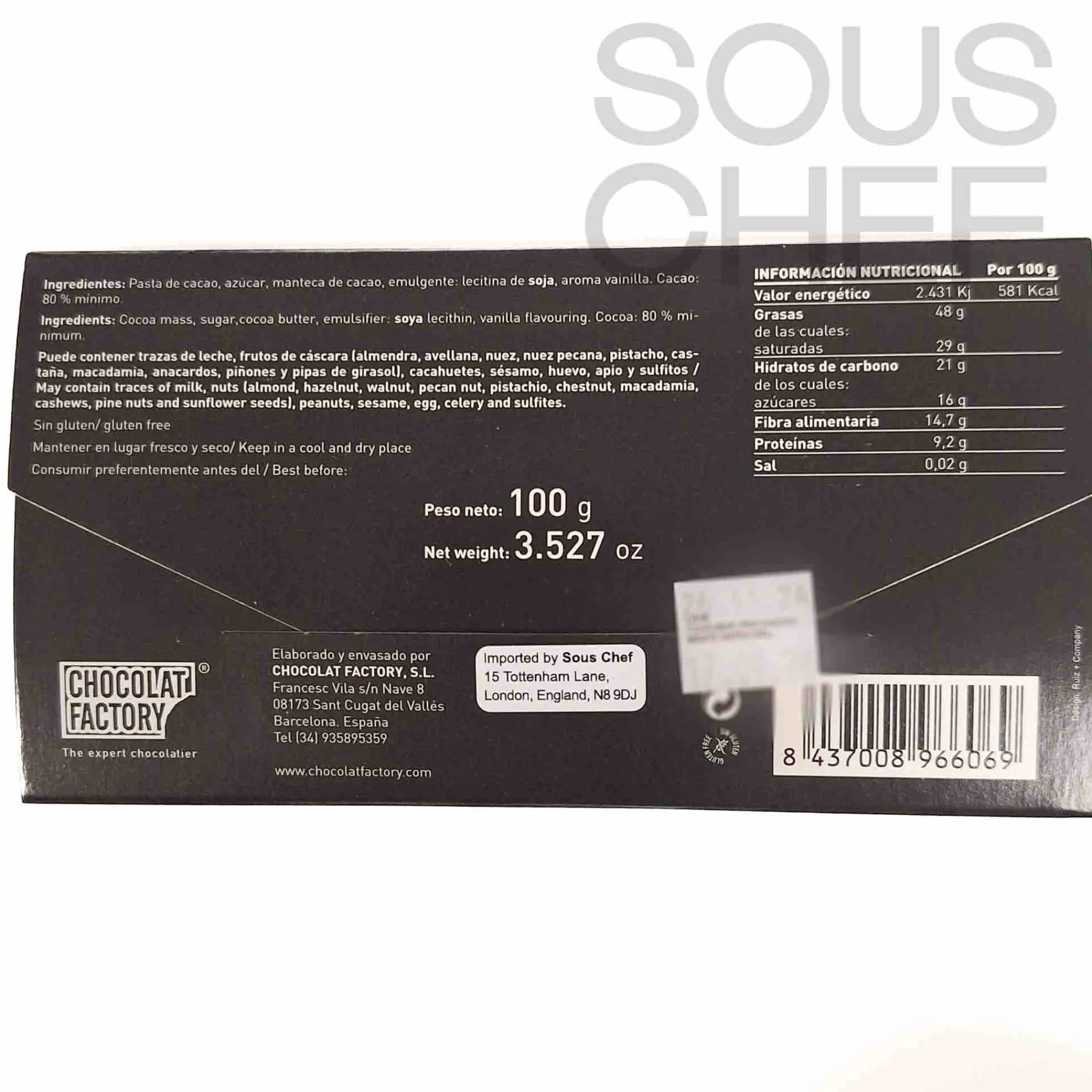 Chocolat Factory 70% Dark Chocolate Bar, 100g New