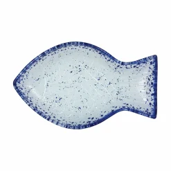 Turkish Tableware Cobalt Blue Rim Glass Fish Serving Dish, 20x12.5cm Sale
