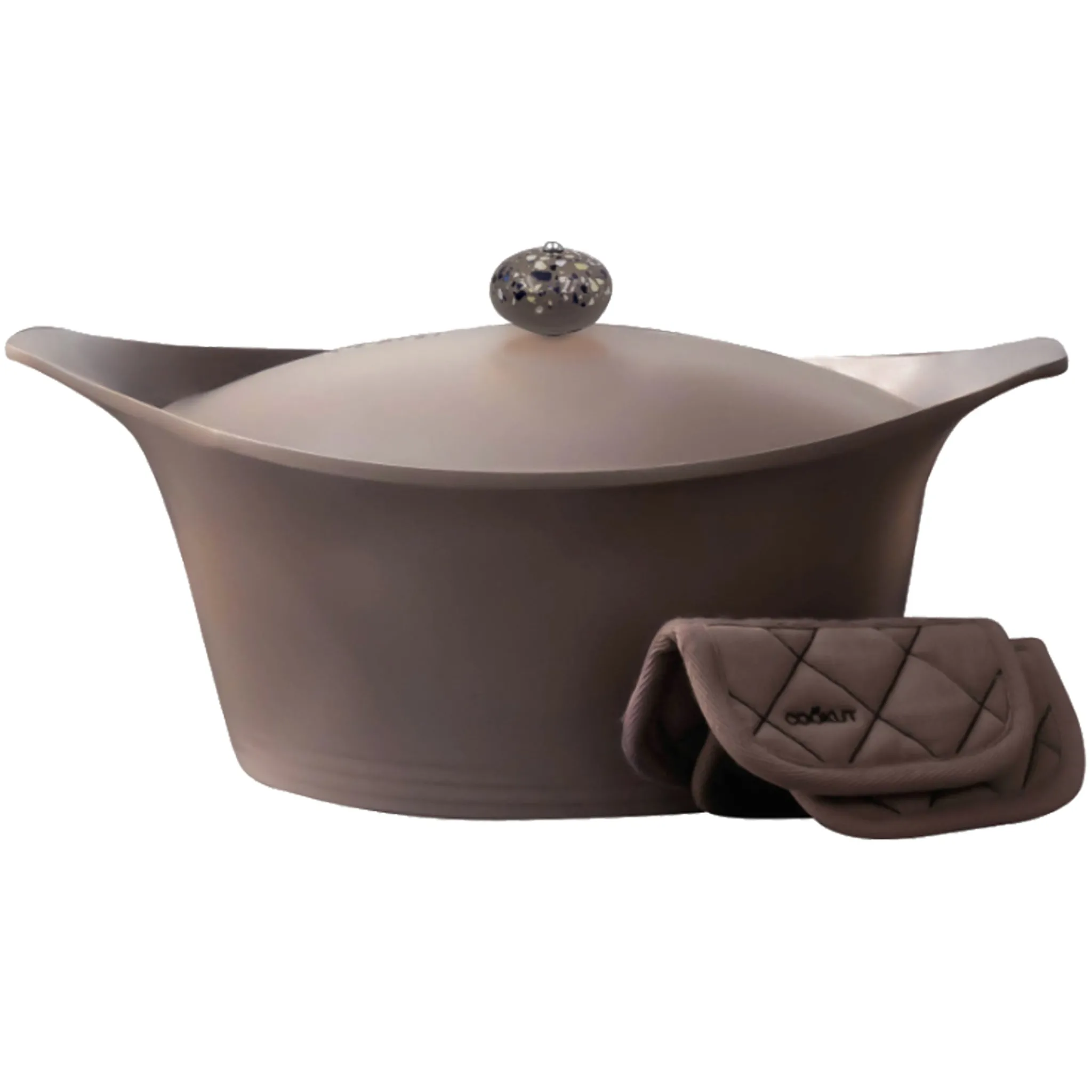 Cookut Lightweight Non-Stick Dutch Oven with Pot Holders, Taupe, BPA-Free Best