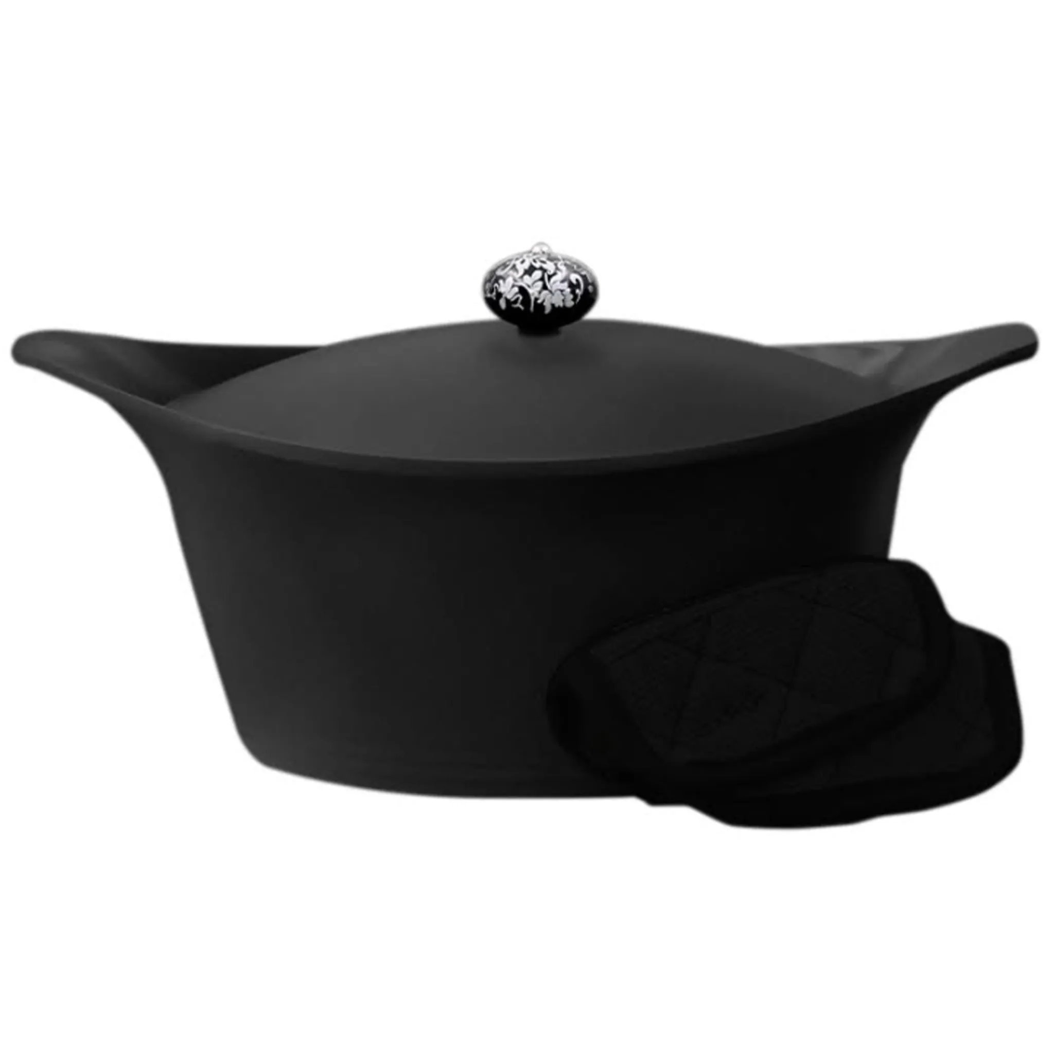 Cookut Lightweight Non-Stick Dutch Oven with Pot Holders, Black, BPA-Free Sale