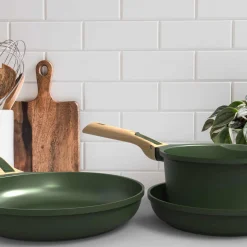 Cookut Lightweight Non-Stick 3 Piece Cookware Set with Detachable Handles, Green, BPA-Free Best