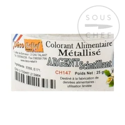 Deco Relief Edible Metallic Sparkling Silver Powder Food Colour, 25g New