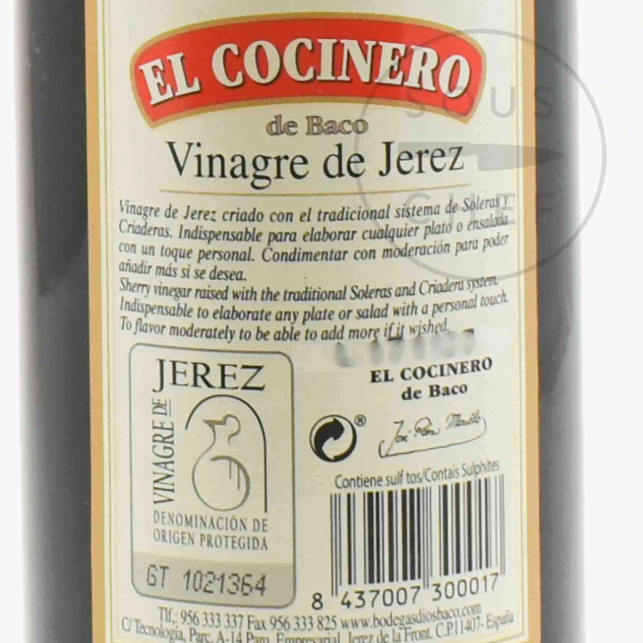 Dios Baco El Cocinero Sherry Vinegar, 750ml Online
