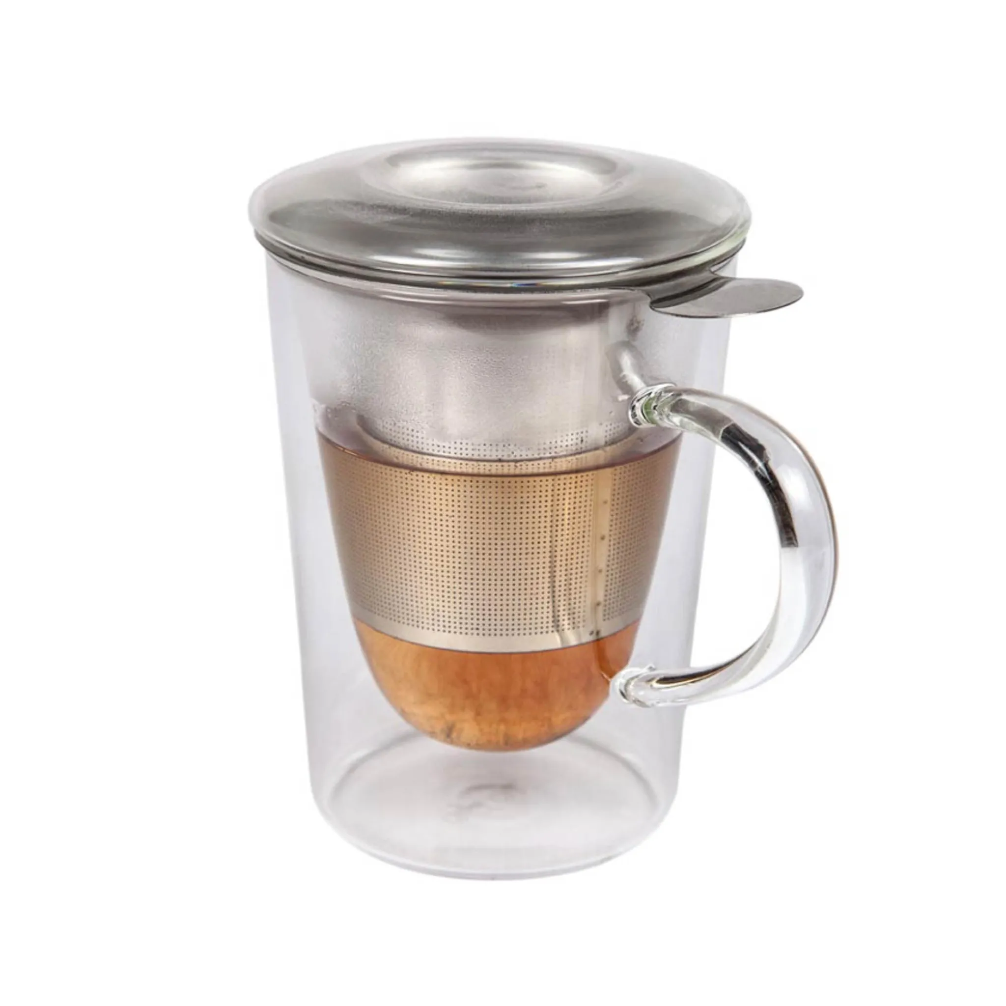 Viejovalle Double-Walled Borosilicate Glass Teacup with Strainer, 290ml Discount
