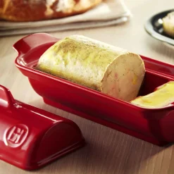 Emile Henry Red Foie Gras Medallion Dish with Lid, 24.5x10cm Outlet
