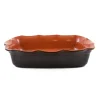 Puglia Handmade Glazed Terracotta Wavy Roasting Dish, 35cm