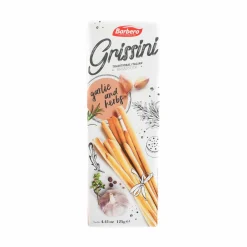 Delizie Bakery SRL Grissini Garlic & Herbs Breadsticks, 125g Hot