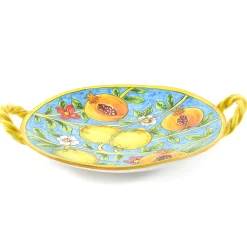 Tuscan Handmade Hand Painted Centrepiece Dish - Pomegranates & Lemons, 35cm Discount
