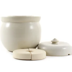 Sauerkraut Pots Handmade Stoneware Fermenting Crock in White 2 litre Discount