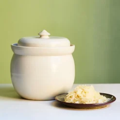 Sauerkraut Pots Handmade Stoneware Fermenting Crock in White 2 litre Discount
