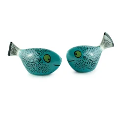 Hannah Turner Set of 2 Blue Fish Salt & Pepper Shakers, 10cm Best