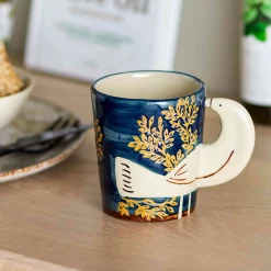 Bloomingville Hezha Blue Mug with Bird, 8cm Hot