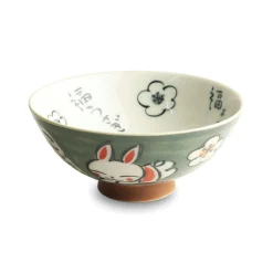 Emro Aziatica Japanese Kawaii Green Rabbit Rice Bowl, 14cm Sale
