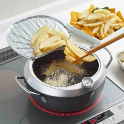 Gogi Japanese Tempura Frying Pot with Temperature Probe & Drip Rack Online