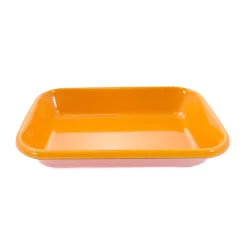 Kapka Enamel Kapka x Sous Chef Colourblock Enamel Roasting Dish, 21cm, Pink & Yellow Hot
