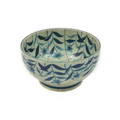 Kiji Stoneware & Ceramics Kikyo Flower Ramen Bowl, 17cm dia x 9cm Hot