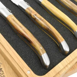 Laguiole en Aubrac Set of 4 Full Handle Steak Knives, Pistachio Wood Best