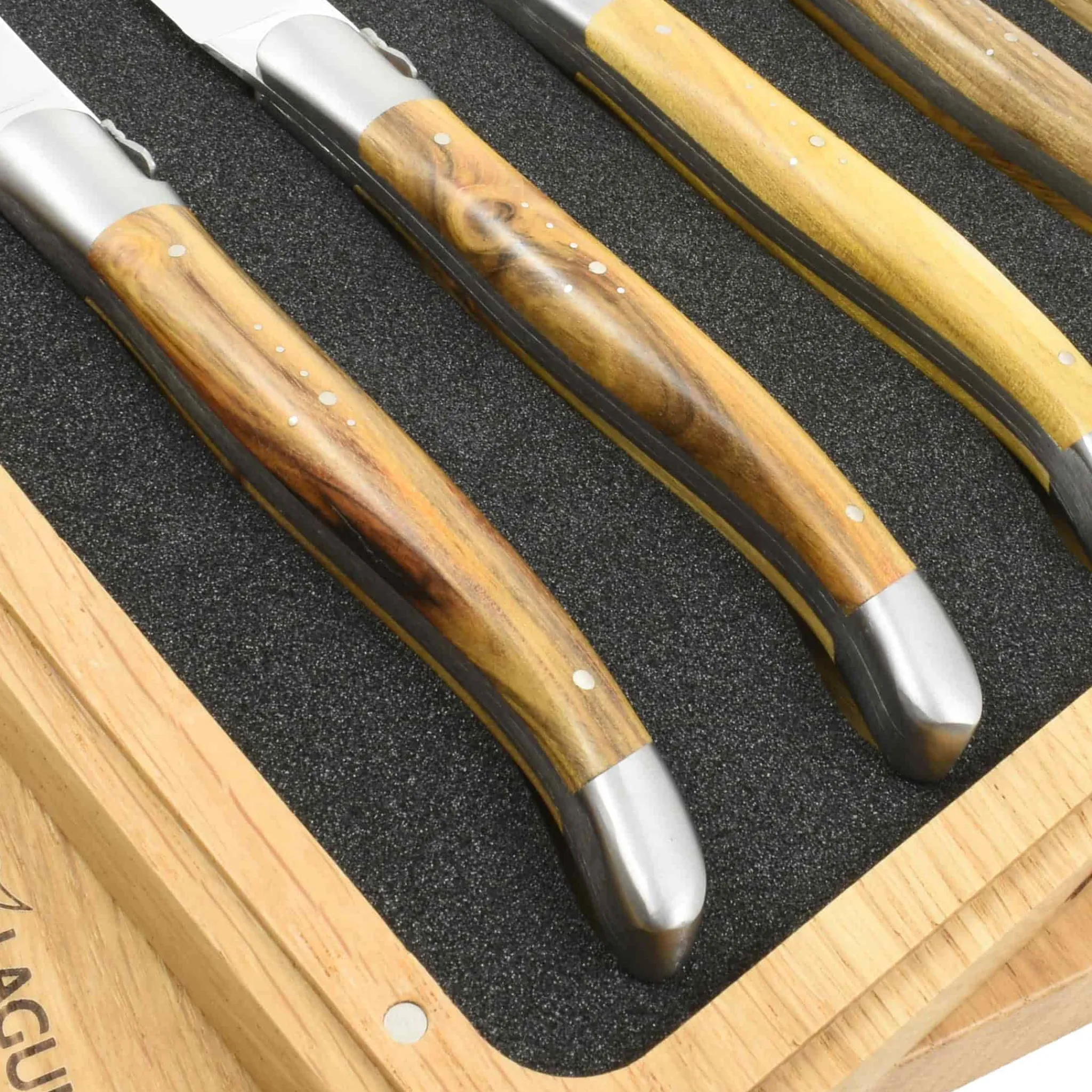 Laguiole en Aubrac Set of 4 Full Handle Steak Knives, Pistachio Wood Best