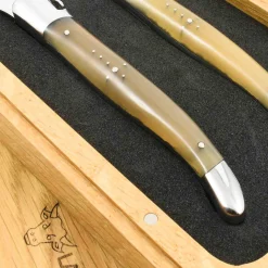 Laguiole en Aubrac Set of 2 Steak Knives, Solid Horn
