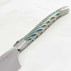 Laguiole en Aubrac Turquoise Hard Cheese Knife, Striped Wood Best