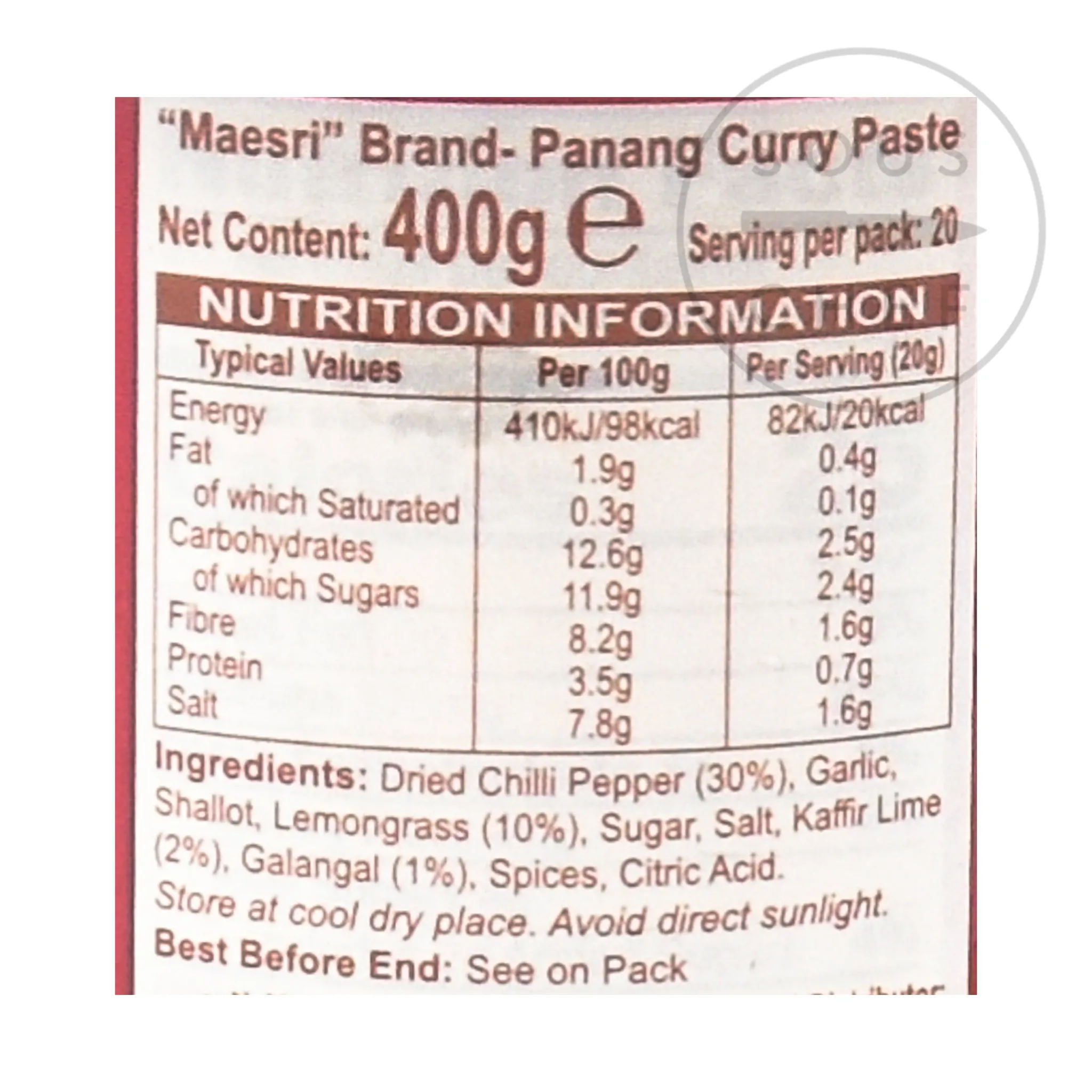Mae Sri Thai Panang Curry Paste, 400g Online