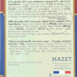 Mazet de Montargis Mazet Milk Salted Caramel Chocolate Bar, 100g Clearance