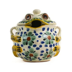 Gorky Pottery Mexican Hand Painted Floral Frog Sugar Bowl Discount