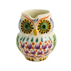 Gorky Pottery Mexican Hand Painted Orange Owl Milk Jug Outlet