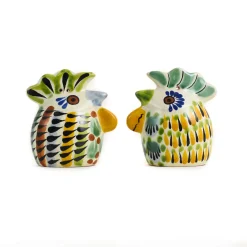 Gorky Pottery Mexican Hand Painted Rooster Salt & Pepper Shaker Set New