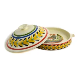 Gorky Pottery Mexican Hand Painted Rooster Tortilla Warmer, 22cm Clearance