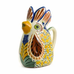 Gorky Pottery Mexican Hand Painted Yellow Rooster Pitcher New