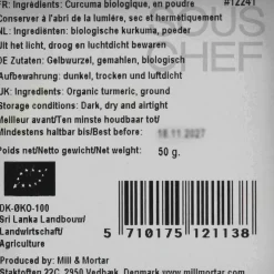 Mill & Mortar Organic Ground Turmeric, 50g Online