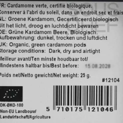 Mill & Mortar Organic Whole Green Cardamom, 25g Clearance