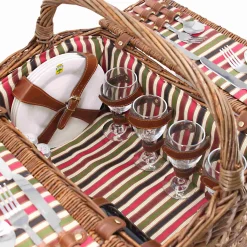 Les Jardin de la Comtesse Montmarte Red Striped Picnic Hamper, 4 Person Sale