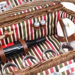 Les Jardin de la Comtesse Montmarte Red Striped Picnic Hamper, 4 Person Sale