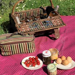Les Jardin de la Comtesse Montmarte Red Striped Picnic Hamper, 4 Person Sale