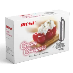 Mosa Box of 10 Nitrous Oxide Cream Whipper Chargers, 8.5g Hot