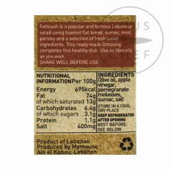 Mymoune Lebanese Fattoush Salad Dressing, 250ml New